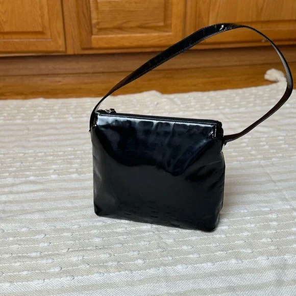 Gianni Versace vintage black patent leather tote shoulder bag silver hardware - Picture 5 of 16